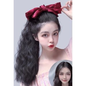 [ hàng hót 60cm ] tóc giả nữ cột xù mì nơ đỏ dài tóc giả buộc nơ tóc giả nơ