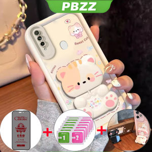 Feadship Case for OPPO A31 2020 phone casing Softcase Silicone shockproof Cover new design aesthetic with holder Ceramic Privacy Resistant Tempered Glass cute pink cat for girls JTFKMZJ1