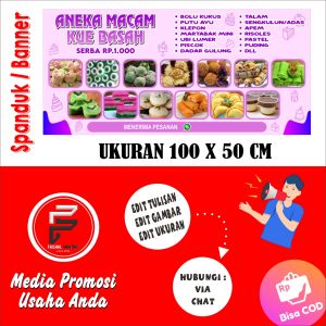 Spanduk Jual Aneka Kue / Banner Toko Kue / Banner Jual Kue / Spanduk Ukuran 100 x 50 cm