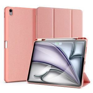 DUX DUCIS for iPad Air 13 2025/2024 / iPad Pro 12.9 2022/2021/2020 Case PU Leather Tri-fold Shockproof Flip Cover with Pen Holder Soft TPU Back Cover Full Protection with Auto Wake Sleep Protective Case