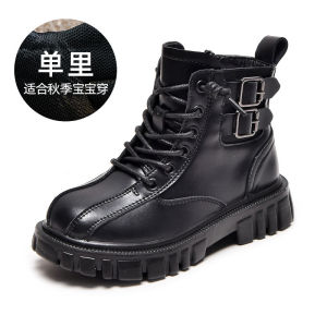 BIZOT Children Genuine Cow Leather Short Boots Boys Elegant Leather Boots Boys Handsome British Style Boots