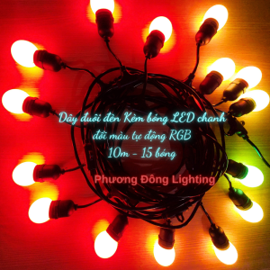 Dây đuôi đèn Kèm bóng LED chanh đổi màu tự động RGB