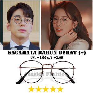 Kacamata Rabun Dekat +1.00 s/d +3.00 Frame Metal Warna Gold Hitam Lensa Transparan Plus Ada Nosepad Gaya Korea Style Vintage Retro Bisa Dipakai Cewek Cowok - COD