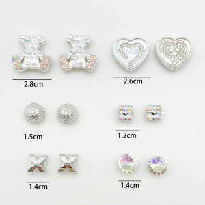 Crocs Jibbitz Charms Colorful Crystal Diamond Teddy Bear Shoe Buckle Detachable 3D Butterfly Shrimp Decoration for Crocs