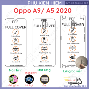 Dán PPF bóng nhám cho Oppo A9 2020/ A5 2020 màn hình mặt lưng full lưng viền siêu bảo vệ