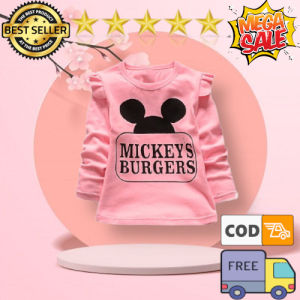 BJ ONLINE-[GRATIS ONGKIR COD] KAOS MICKEY BURGERS/BAJU KAOS ATASAN LENGAN PANJANG ANAK PEREMPUAN 1 2 3 TAHUN MURAH KEKINIAN LUCU TERBARU MODEL KOREA KARAKTER/ FASHION BAYI BALITA CEWEK DAN ANAK BAGUS BEST SELLER TERBAIK IMPORT KOREAN STYLE LUCU KEREN - Lazada
