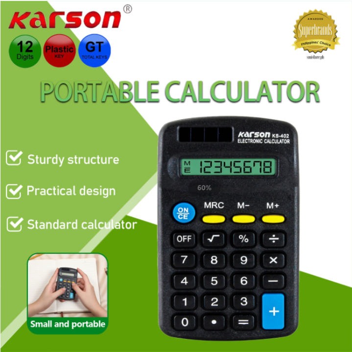 KARSON Calculator Pocket Cute Office Calculator Small Size 8 Digit Solar  Calculator KS-402