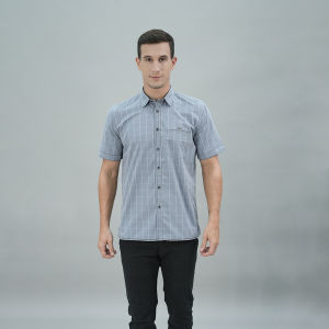 LGS - Regular Fit - Kemeja Casual Pria - Kemeja Lengan Pendek - Motif Kotak-kotak - Biru - CSH.270.S730.1306.C