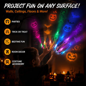 Halloween Projection Finger Light LED Finger Light Wearable Projector Lamp with Fun Light Pattern Party Costume Decoration Accessory