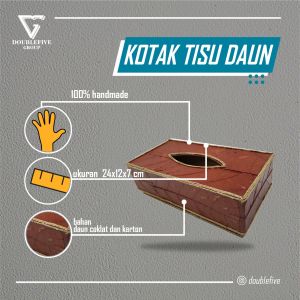 Tempat tissue Kotak Tissue tissue box Tisu Daun Coklat 24x12x7 cm