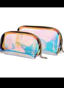 DOMPET MAKEUP/TAS POUCH MAKEUP PVC TRANSPARAN HOLOGRAM