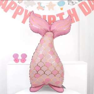 Ocean Sea world Animal theme 39 inches Bright Gold Scale Mermaid tail birthday party decorations aluminum foil balloon
