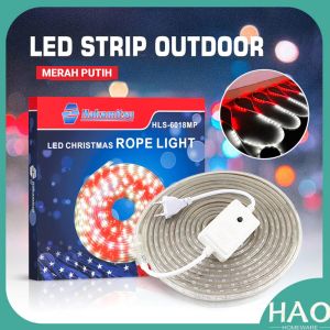 Lampu LED Strip Outdoor Merah Putih Termasuk Adaptor 220V / Lampu Hias Anti Air LED 2835 3528 Strip 17 Agustus