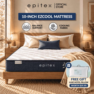 (New Arrival) Online Exclusive Epitex EzCool Mattress | Cooling Fabric | 2cm Latex | Pocket Spring | Breathable & Comfortable
