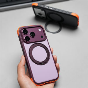 Magnetic Ring Rotating Holder Color Contrast Bumper Case For iPhone 18Pro 17Pro 17Pro Max For Magsafe Matte Hybrid Hard Cover