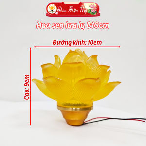 Hoa Sen Lưu Ly Có Sẵn LED Để Trên Lư Đồng CHÂN THIỆN MỸ Trang Trí Bàn Thờ Trang Trí Nhà Cửa