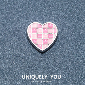 Metal jibbitz charm Shoe Buckle Shoe Accessories metal Plaid Heart Fashion Shoes Accessories