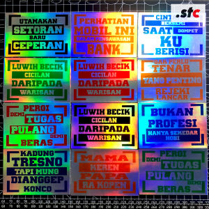 isi 15 Stiker Kata Kata Bijak Set Anti Air Hologram Sticker Aksesoris Mobil Motor Setiker CCTV Truck Oleng Seticker Variasi Mobil