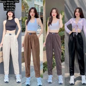 QUẦN BAGGY NHUNG TĂM MỊN MÁT THỜI TRANG PHÙ HỢP ĐI HỌC ĐI LÀM ĐI CHƠI (3 SIZE 42-65KG)