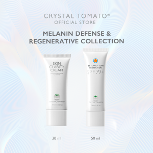 Crystal Tomato® Melanin Defense and Regenerative Collection | Advanced Dark Spot Treatment Cream + Lightweight Hydrating Sunscreen | Brightening & Protection | 50ml + 30ml