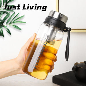 JustLiving Bình nước thủy tinh cách nhiệt di động có bộ lọc với ngăn đựng cốc di động Tặng kèm cốc đựng trà thủy tinh một lớp dung tích lớn Bình đựng nước thể thao ngoài trời phù hợp cho văn phòng (750ml / 1000ml / 1500ml / 2000ml)
