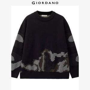 Giordano Men Contrast camouflage jacquard sweater Free Shipping 18055822