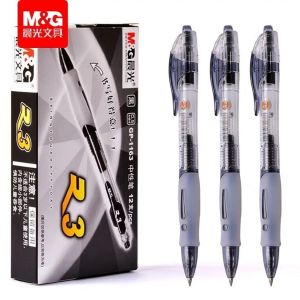 Hộp 12 cây bút gel nước M&G GP1163 / 1163 luyện viết chữ Hán tiếng Trung ruột thay G5 ngòi 0.5mm