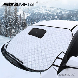 SEAMETAL Car Windshield Snow Covers Winter Front Window Protector Anti Snow Ice Four Seasons Sunshade Cover Hole for Dash Cam Monitor