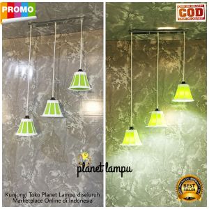 MURAH KAP LAMPU GANTUNG HIAS  HIJAU 3 IN 1 MINIMALIS DEKORASI RUANG TAMU CAFE PLAFON ATAP VINTAGE MODERN KAP LAMPU GANTUNG WARNA HIJAU