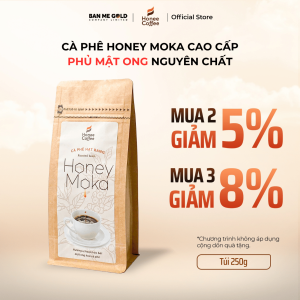 Cà Phê Hạt Rang Honey Moka Nguyên Chất - 250g - Cafe Moka Phủ Mật Ong Chính Hãng Ban Me Gold - Honee Coffee