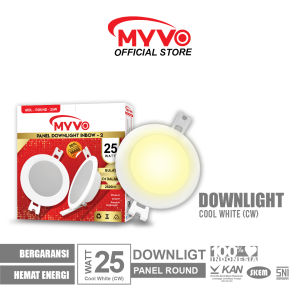 MYVO Lampu LED Downlight 25 Watt Panel Round Inbow Cahaya Putih kekuningan