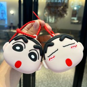 Anime Kawaii Crayon Shin-chan Keychain Silicone Coin Wallet Cartoon Pendant Keyring Birthday Gift