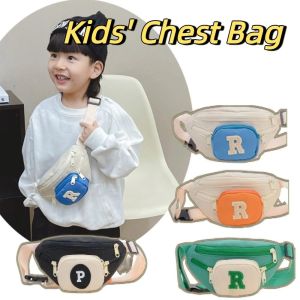 LEIFNYDI กีฬา กระเป๋าคาดเอวสำหรับเด็ก แบบเกาหลี จดหมาย กระเป๋าสะพายเด็ก คุณภาพสูง สร้างสรรค์ กระเป๋าคาดหน้าอกสำหรับเด็ก หนุ่มๆ