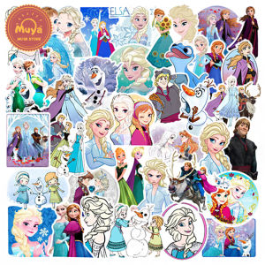 MUYA 50 Miếng Dán Công Chúa Disney Frozen ELSA Anna Miếng Dán Vinyl Hoạt Hình Chống Nước Cho Máy Tính Xách Tay