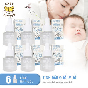 Combo 6 Bình Tinh Dầu Đuổi Muỗi Bổ Sung Không Khói Không Mùi An Toàn Cho Bé Chống Muỗi Tuyệt Đối BABY TATTOO