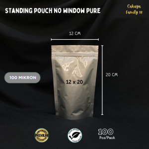 Alumunium Standing Pouch Kemasan Full Alumunium pure Silver Kemasan Penyimpanan