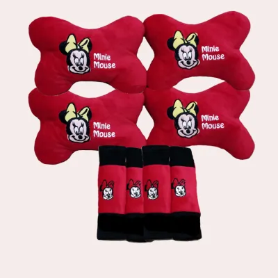 Bantal Jok Mobil / Aksesoris Bantal Leher MICKEY MOUSE Set 8 PC