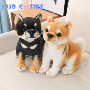 JOJO CASTLE 20/35cm Lying Orang Black Dog Plush Doll Stuffed Animals Realistic Dog Toy Simulation Animal Toy Mini Dog Plush Toys Children Photography Props Boys Birthday Gifts