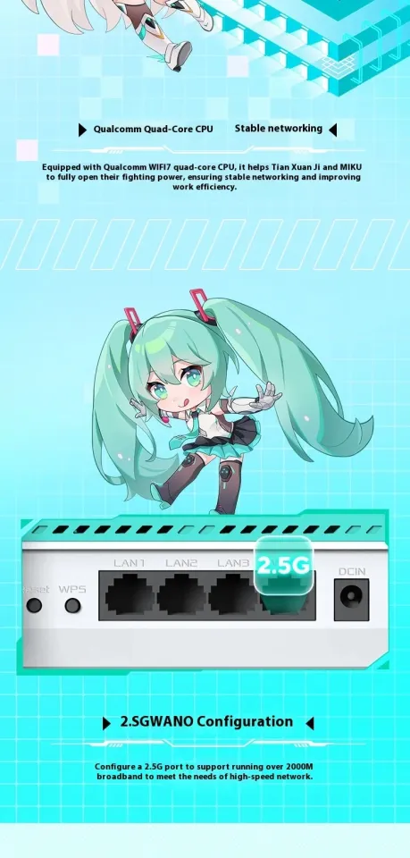 ASUS ゲーミングルーター RT-BE57 初音ミク限定 ASUS RE-BE57 Hatsune Miku Edition The Aimesh networking