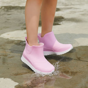 Kasut Hujan Pelajar Sekolah Rendah Kanak-Kanak Besar Budak Lelaki Tambah Bulu Pemanasan Kasut Hujan Kasut Getah Kalis Air Yang Tidak Licin Kasut Air Kasut Wanita Kanak-kanak