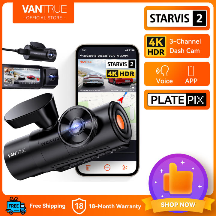 OFFICIAL-Vantrue N4 Pro 4K Channel Dashcam for Car,STARVIS  IMX678xPlatePix™xHDR Night Vision,4K+1080P+1080P Front Inside and Rear  Dashcam,Voice