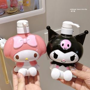 Kawaii KT Cat Melody Large-Capacity Dispensing Bottle Anime Cartoon Kuromi Home Bathroom Press Type Shampoo Storage Bottle