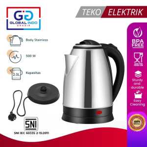 Teko Listrik 2 Liter Full Stainless Steel Pemanas Air Electric Kettle Ketel Besar Otomatis Portable