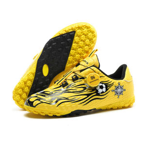 New twist-lock laceless childrens soccer shoes training shoes with studs for boys and girls student competition shoes