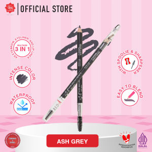 Red-A Eye Brow Pencil with Spoolie & Sharpener - WATERPROOF BLENDABLE MULTIUSE (Tersedia 3 Varian Warna)
