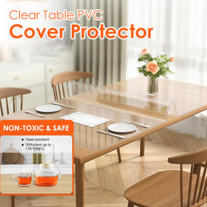 🇸🇬 (1.5mm thickness) Clear PVC Table Mat - Easy Cleaning Tablecloth Transparent Plastic Sheet Desk Cloth Anti Scratch Floor Cover