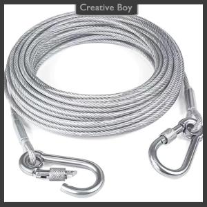 [Creative] 3-10M Double-Headed Dog Tie Out Cable Leash Raction Rope Metal Buckle Steel Wire Anti-Rust Training Collar Outdoor Dogs Strap