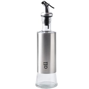 300ml Bottle Clear Glass Sauce Oil Dispenser Stainless Steel Jar Olive Cruet Cooking Wine Leakproof