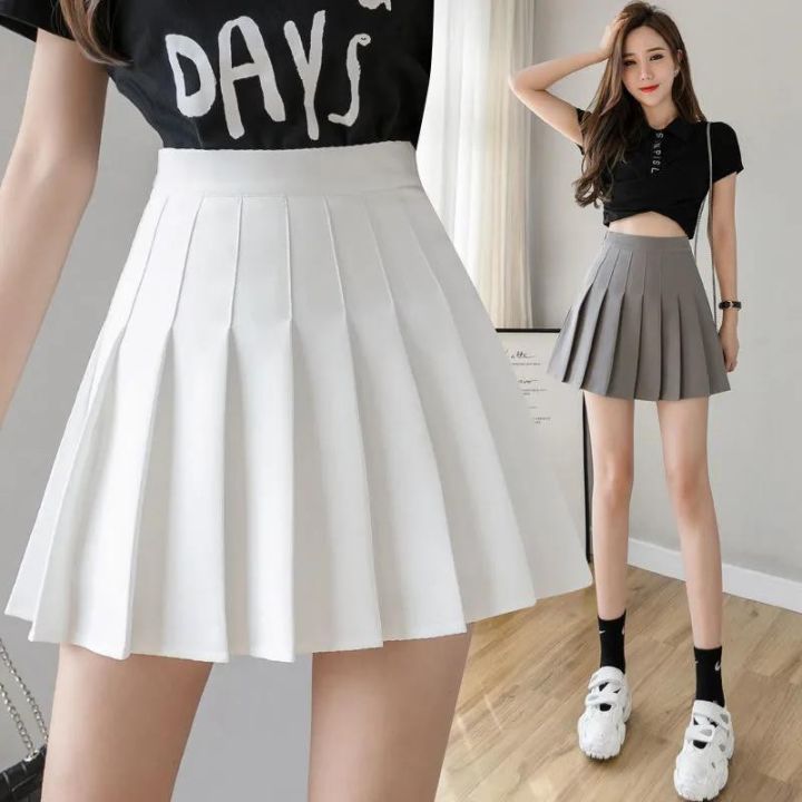 ☆DIKE☆ spot XS-3XL Korean high waist mesh short skirt fashionable sexy  A-line pleated mini skirt