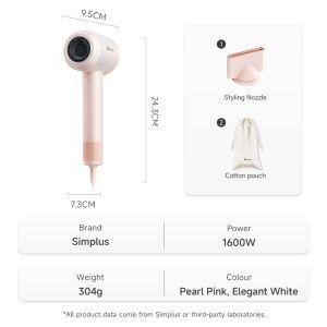 Simplus High Speed Hair Dryer Lightweight 64.5M/S Wind Speed Constant Temperature 200 Million Negative Ions Hair Care Hyper-SIM LE